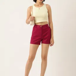 BRINNS Maroon Regular Fit Mid Rise Shorts image 4