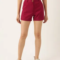 BRINNS Maroon Regular Fit Mid Rise Shorts image 1