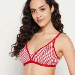 Clovia Red Half Coverage Non-Padded Wireless Plunge Bra image 3