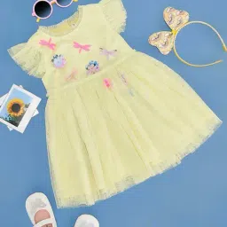 Pantaloons Baby Kids Popcorn Yellow Applique Dress-image-32