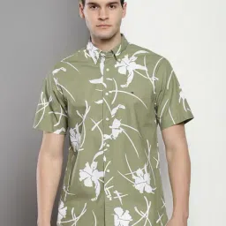 Tommy Hilfiger Olive Regular Fit Floral Print Shirt-image-56