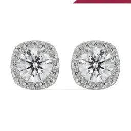 Emori 18k White Gold & Lab Grown Diamond 1 CT Halo Cushion Cut Stud Earrings-picture-14