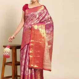 Silk Land Pink Woven Saree With Unstitched Blouse-image-25