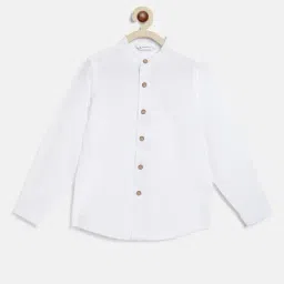 Campana Kids White Solid Full Sleeves Shirt-image-99