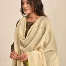 Jaypore Beige Hand Embroidered Dupatta image 4