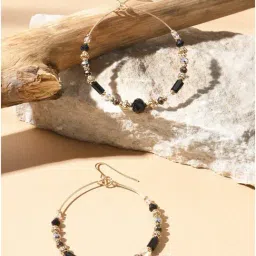 Accessorize London Black Large Beaded Drop Earrings for Women-image-80
