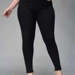 Miss Chase A+ Black Denim Solid High Rise Jeans-picture-27
