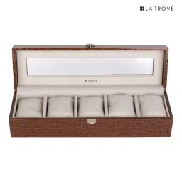 La Trove 5 Slot Watch Display Box With Glass Top image 4