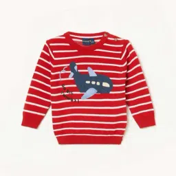 Juniors By Lifestyle Red Regular Fit Striped Sweater-image-16
