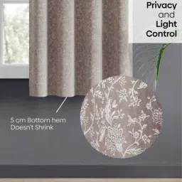 Haus & Kinder Brown Polyester Floral Shadow Garden Eyelets 5 ft Window Curtain image 4