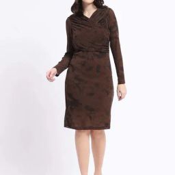 MADAME Brown Printed Shift Dress-picture-4