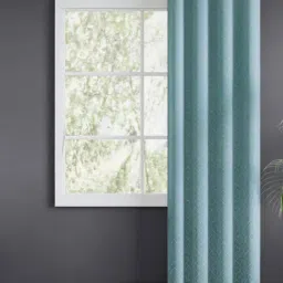 Haus & Kinder Blue Polyester Floral Mist Lattice Eyelets 7 ft Door Curtain-picture-14