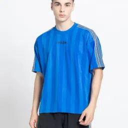 Adidas Originals Blue Loose Fit Striped Jersey-image-90
