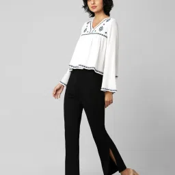 Only White Cotton Embroidered Wide Sleeves Top image 4