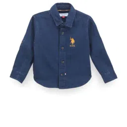 U.S. Polo Assn. Kids Blue Cotton Logo Full Sleeves Shirt-picture-34