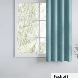 Haus & Kinder Blue Polyester Floral Mist Lattice Eyelets 5 ft Window Curtain image 3