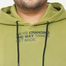 John Pride Green Regular Fit Plus Size Hooded Sweatshirt image 4