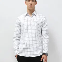 U.S. Polo Assn. White Cotton Regular Fit Checks Shirt image 4