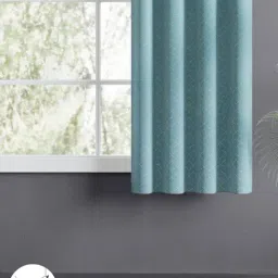 Haus & Kinder Blue Polyester Floral Mist Lattice Eyelets 5 ft Window Curtain image 5