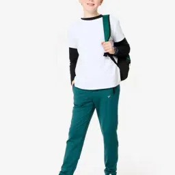 DOMYOS By Decathlon Boys Dark Green & Black Logo Track Pants image 3