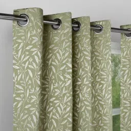 Haus & Kinder Olive Polyester Floral Olive Grove Eyelets 7 ft Door Curtain - Set of 2 image 5