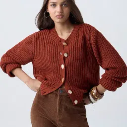 LOV by Westside Rust Knit-Textured Cardigan-image-49