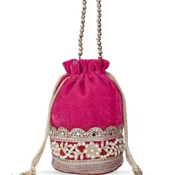 SKIMMER Embroidered Tasselled Potli Clutch image 4