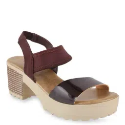 Mochi Women's Dark Brown Sling Back Sandals-image-52