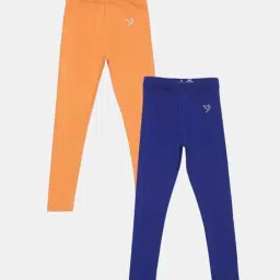 TWIN BIRDS Kids Navy & Orange Cotton Regular Fit Leggings (Pack of 2)-picture-20