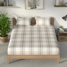 Nautica Grape Cotton Geometric 160 TC King Bedsheet with 2 Pillow Covers-picture-21