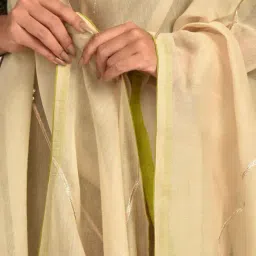 Jaypore Beige Hand Embroidered Dupatta image 5