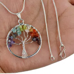 Goldnera Artificial Beaded Circular Tree Shaped Pendant With Chain image 3