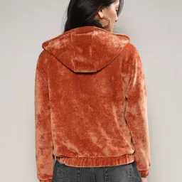 Campus Sutra Orange Cotton Regular Fit Hoodie image 2