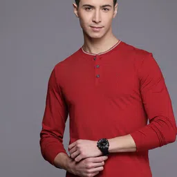 Allen Solly Henley Neck Pure Cotton Slim Fit T-shirt-picture-24