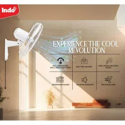 Indo Alpha Series 400 mm Sweep Size 110 W Wall Fan in White, ALPHA-16-WHITE image 3