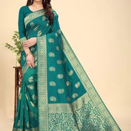 MORDEN MUSE Woven Design Zari Banarasi Saree-image-36