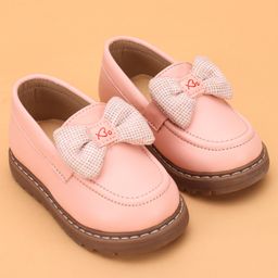 Babyoye Slip On Party Wear Shoes with Bow Applique - Pink-picture-25