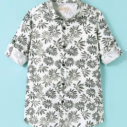 JASH KIDS Cotton Knit Full Sleeves Floral Printed Shirt - White-picture-39