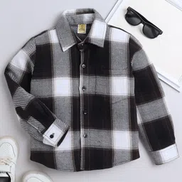 Aww Hunnie Woollen Full Sleeves Checked Shirt - Black-picture-13