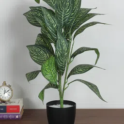 Arick Decor 2.2Ft Artificial Yellow Croton Plants| 26 Leaves with Basic Black Pot-image-24