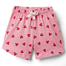 CUCUMBER Sinker Knit Above Knee Length Shorts With Heart Print - Pink-image-37