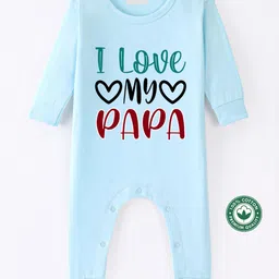 BLUSHES 100% Cotton Fathers Day Theme Half Sleeves I Love My Papa Text Printed Romper - Aqua Blue-picture-18