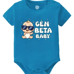 Baby Buzz 100% Cotton Knit Family Theme Half Sleeves Gen Beta Baby Text Printed Onesie - Blue-picture-34