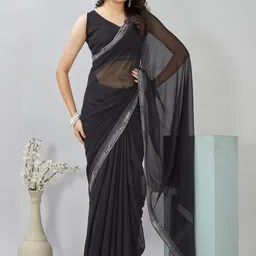 SAJAVAT ETHENIC WEAR Embellished Zari Pure Georgette Saree image 5