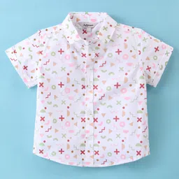 ToffyHouse 100% Cotton Woven Half Sleeves Printed 3 Piece Party Suit with Bow - Green image 2