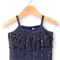 Babyhug Woven Sleeveless Shimmer Top & Palazzo Set with Sequin Frill Detailing & Dupatta - Purple image 2