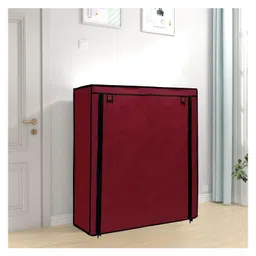 Urban Choice 12-Layer Metal Shoe Rack with 100 GSM Maroon Cover | Spacious Dustproof Shoe Organizer image 2