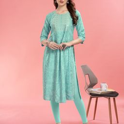 Anouk Rustic Women Floral Yoke Design Thread Work Kurta-picture-18