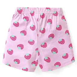Babyhug Cotton Knit Shorts with Strawberry & Floral Print Bow Applique Pack of 3 -  Multicolour image 3