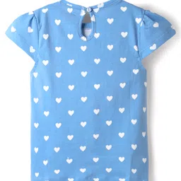 Babyhug 100% Cotton Knit Half Sleeves T-Shirts with Heart & Beach Theme Print Pack of 3 - Yellow Dark Pink & Blue image 3